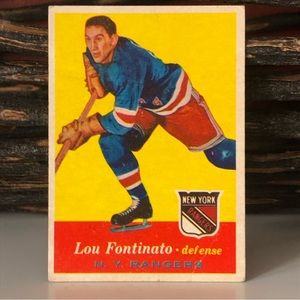 Vintage 1957-58 TOPPS New York Rangers Defense Lou Fontinato Hockey Card